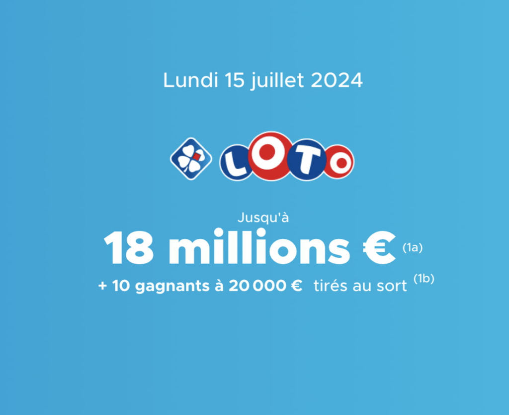 Résultat Loto (FDJ) : le tirage de ce lundi 15 juillet 2024, 18 millions d'euros en jeu