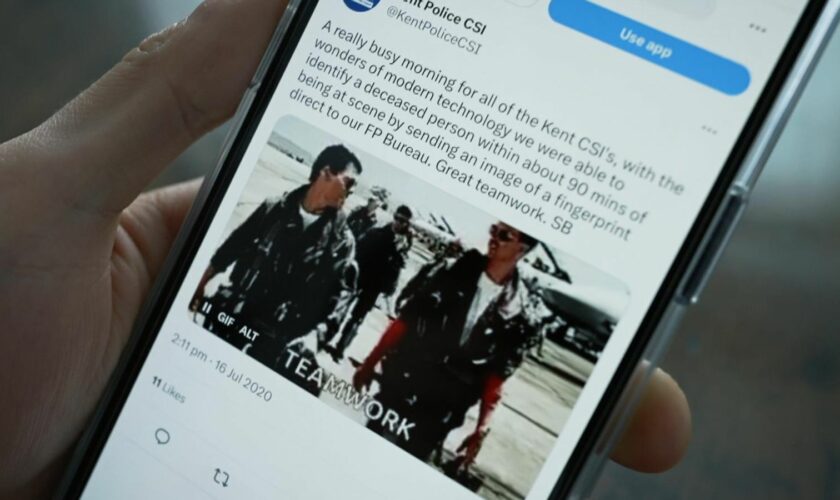 Kent Police CSI posted a Top Gun gif on their Twitter feed following an investigation