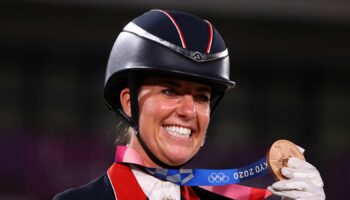 Charlotte Dujardin with a bronze she won at the Tokyo Olympics in 2021. Pic: Reuters