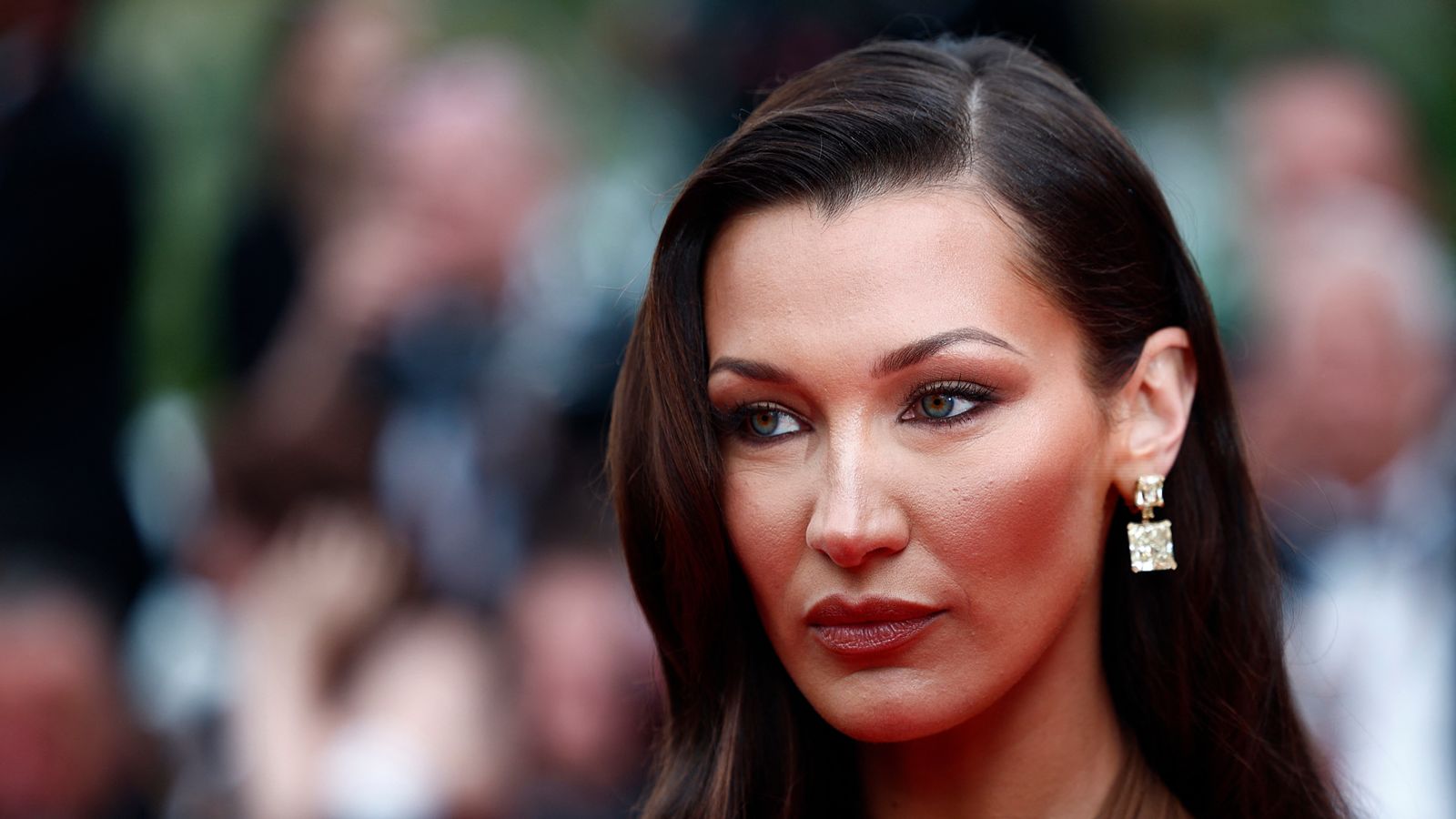 Bella Hadid poses on the red carpet during arrivals for the screening of the film "The Apprentice" in competition at the 77th Cannes Film Festival in Cannes, France, May 20, 2024. REUTERS/Stephane Mahe