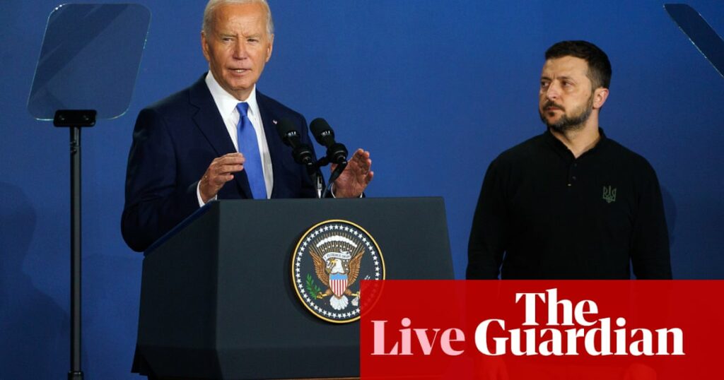 Biden mistakenly calls Zelenskiy ‘President Putin’ at Nato summit ahead of high-stakes press conference – live