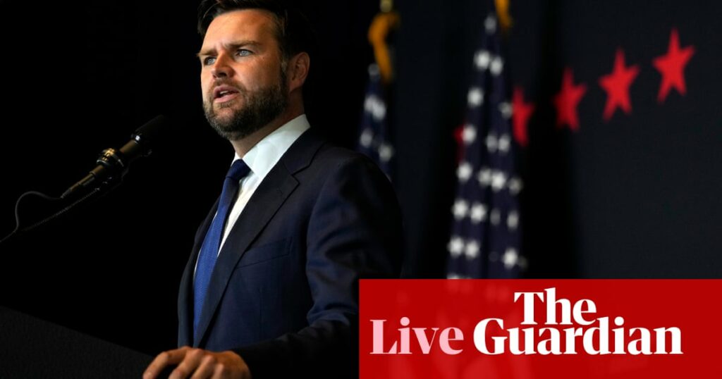 JD Vance to make first speech as VP nominee; ex-Trump aide Navarro addresses convention on day of prison release – live