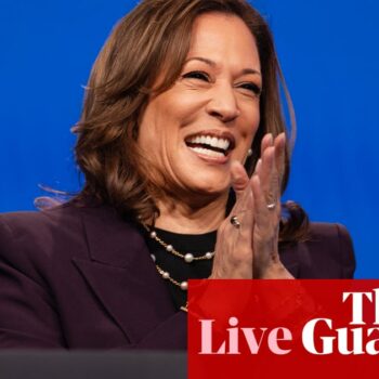 Kamala Harris boosts enthusiasm among progressive voters, survey suggests – US politics live