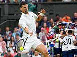 Penalties stop play at Wimbledon! Novak Djokovic's match is halted on Centre Court as fans celebrate Euro shoot-out glory for England - just when he was about to receive a serve!