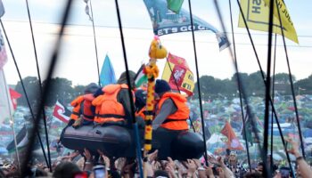 'This is vile': James Cleverly hits out at Banksy's migrant boat Glastonbury stunt