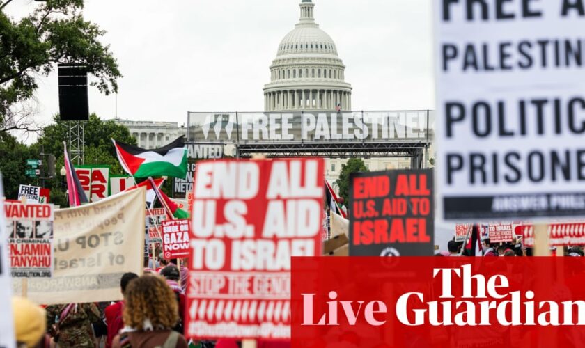 Thousands expected to protest in Washington DC as Netanyahu addresses Congress – live