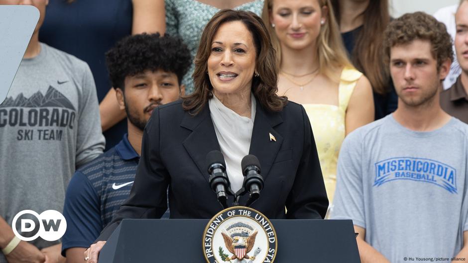 US election: Kamala Harris chides Trump as Biden passes torch