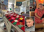 'We will never see him smile or laugh again, now he is like a newborn baby': Family of boy, 15, left in 'vegetative state' after jumping off pier and landing face-first on water reveal heartbreaking images of him in hospital before he goes home to die