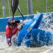 Kimberley Woods competes in kayak cross at the World Championships