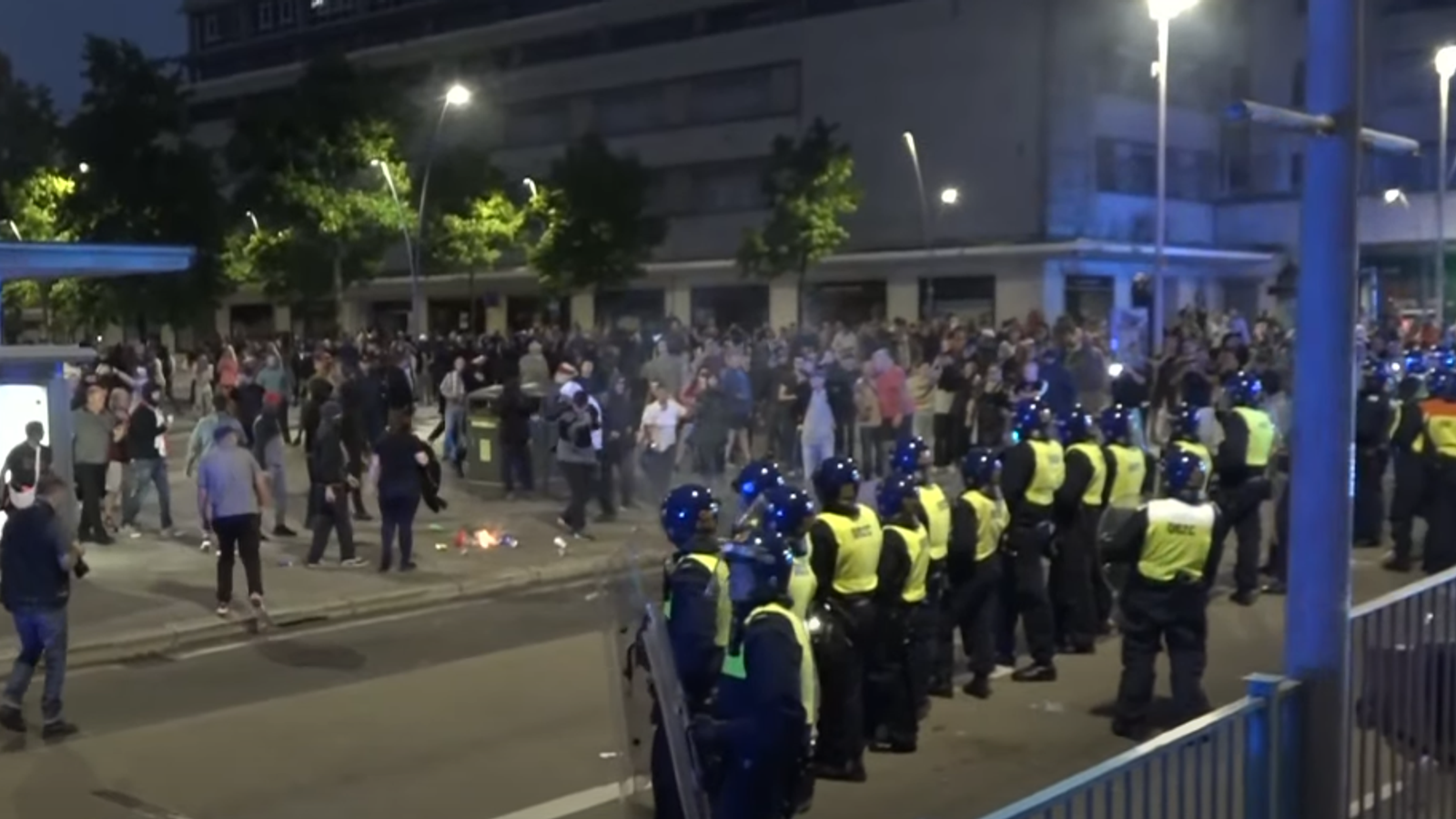 'Sustained violence' against officers in Plymouth as protesters throw bricks and fireworks