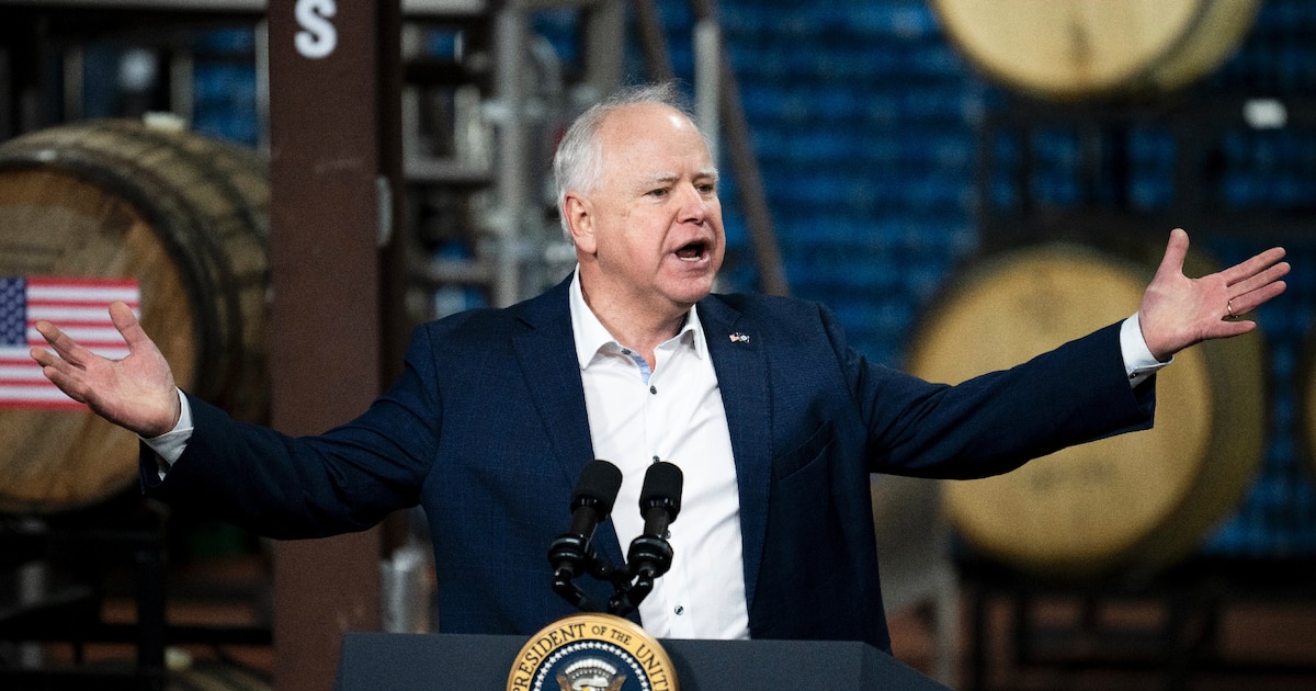 Tim Walz, dans le Wisconsin, le 25 janvier 2024