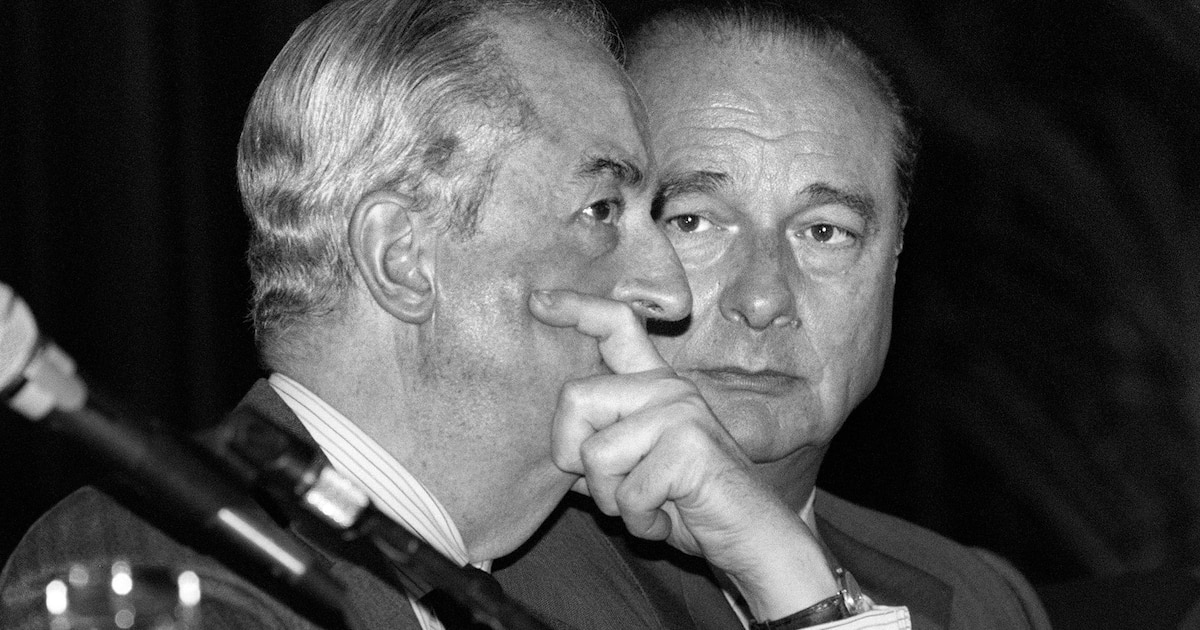 L'ancien Premier ministre Édouard Balladur et l'ancien président du RPR Jacques Chirac en 1994 le 13 avril 1994