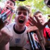 English soccer fans gather prior to a Group C match between England and Slovenia at the Euro 2024 soccer tournament in Cologne, Germany, Tuesday, June 25, 2024. (AP Photo/Markus Schreiber)