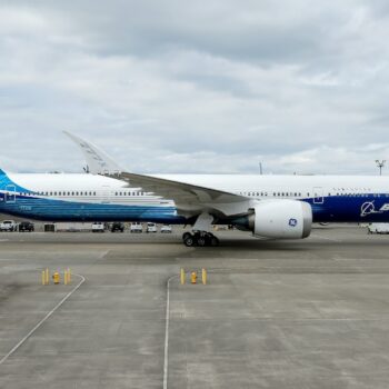 Un Boeing 777-9, dernière génération de la famille du 777, à Everett (nord-ouest) le 26 juin 2024