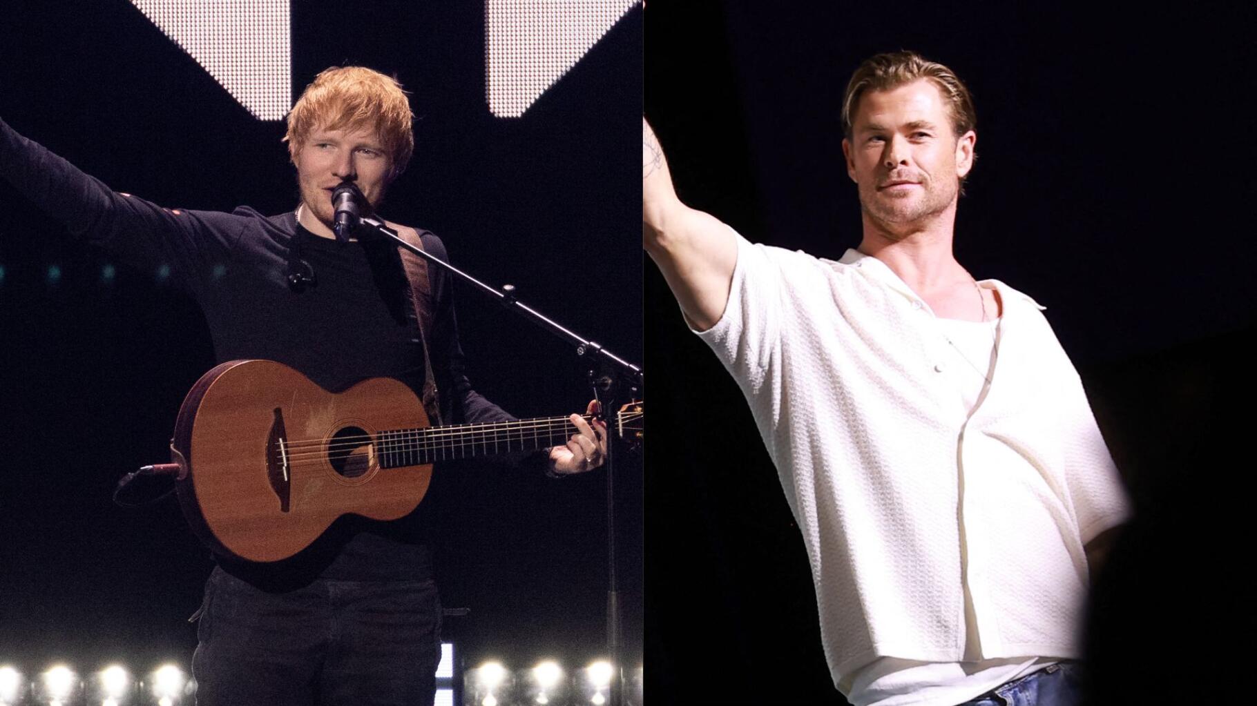 Chris Hemsworth devient batteur pour Ed Sheeran lors d’un concert à Bucarest, en Roumanie