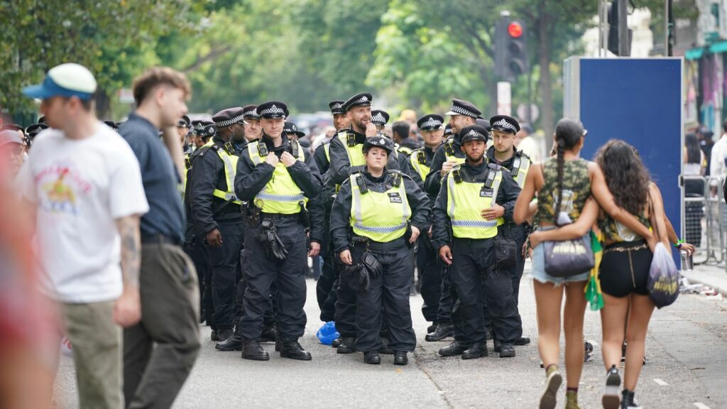 Police officers at the carnival celebrations last year. Pic: Yui Mok/PA