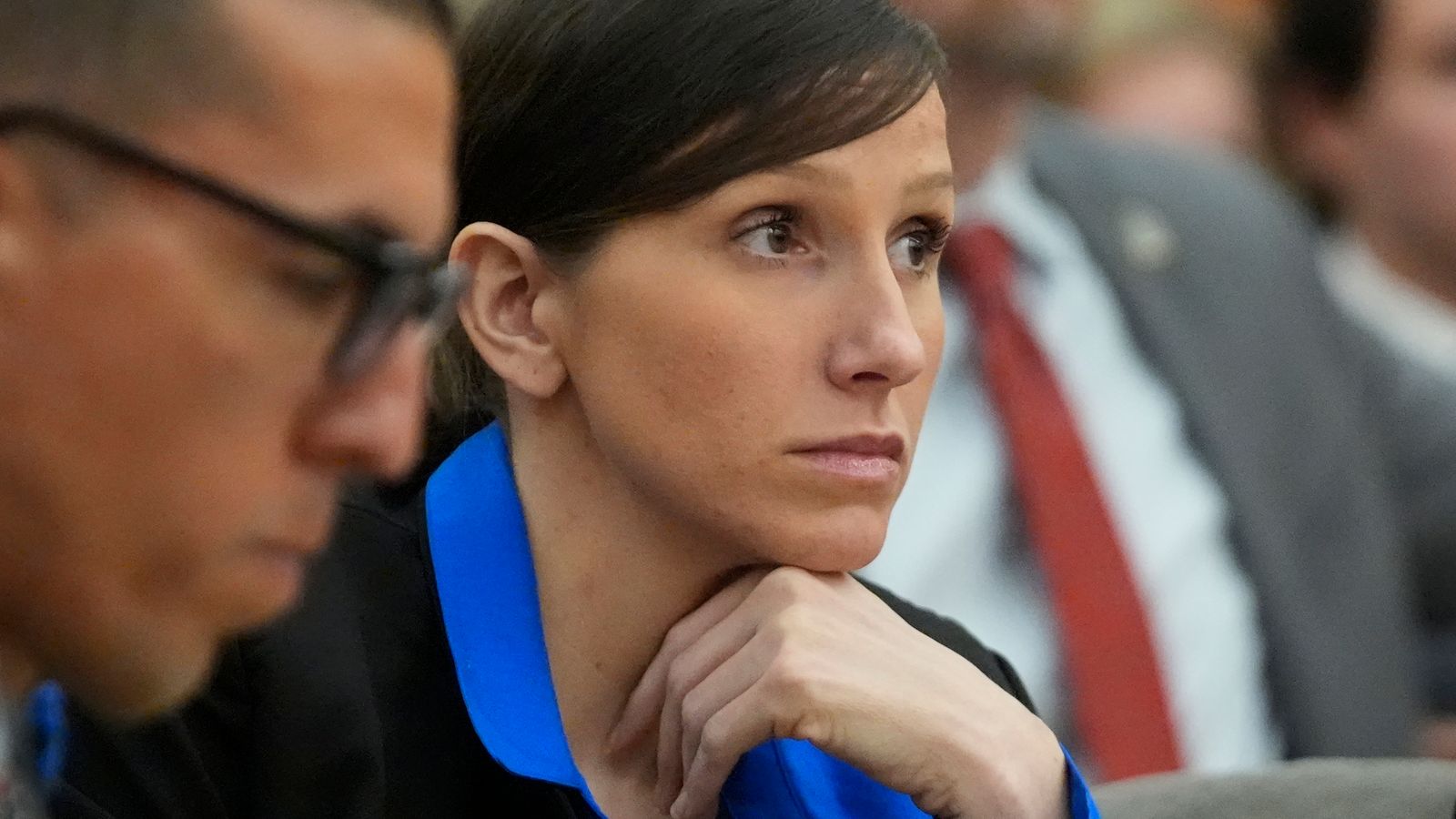 Kouri Richins, a Utah mother of three who wrote a children's book about coping with grief after her husband's death and was later accused of fatally poisoning him, looks on during a hearing Tuesday, Aug. 27, 2024, in Park City, Utah. (AP Photo/Rick Bowmer, Pool)