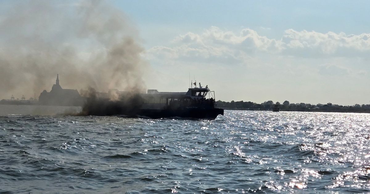 Dramatic moment 37 people are rescued after public ferry catches fire