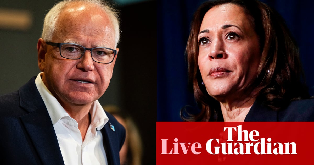 Kamala Harris chooses Tim Walz as vice-presidential pick for 2024 US election – live updates