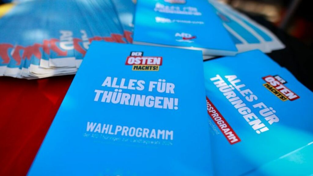 Die AfD kann laut Umfrage bei der Wahl in Thüringen damit rechnen, stärkste Partei zu werden. Foto: Matthias Bein/dpa