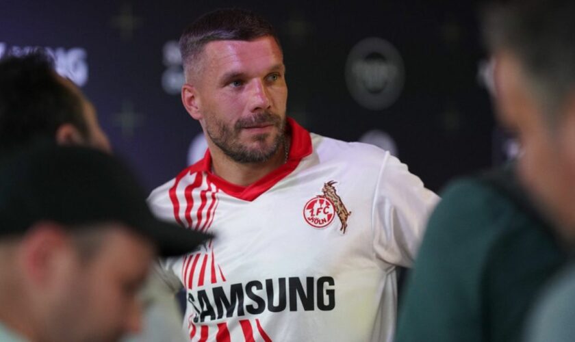 Lukas Podolski im rot-weißen Trikot des 1. FC Köln.