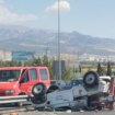 Muere el conductor de una grúa al salirse de la vía y volcar en la circunvalación de Granada