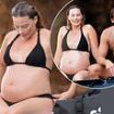 Pregnant Margot Robbie showcases her growing baby bump in a black bikini while relaxing with husband Tom Ackerley during sun-soaked break to Italy