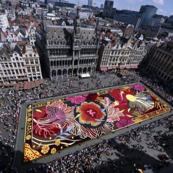 "Rompre la tradition": Le tapis de fleurs street-art sur la Grand-Place de Bruxelles