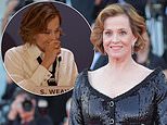 Sigourney Weaver looks glamorous in a black sequinned outfit as she attends the Venice Film Festival premiere of Beetlejuice 2 - after breaking down in tears during press conference