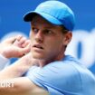 Jannik Sinner hits the ball at a practice session