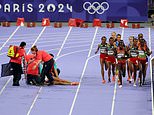 Terrifying moment medics rush to help collapsed French athlete Alessia Zarbo in the middle of Olympics 10,000m final - as race continues next to her