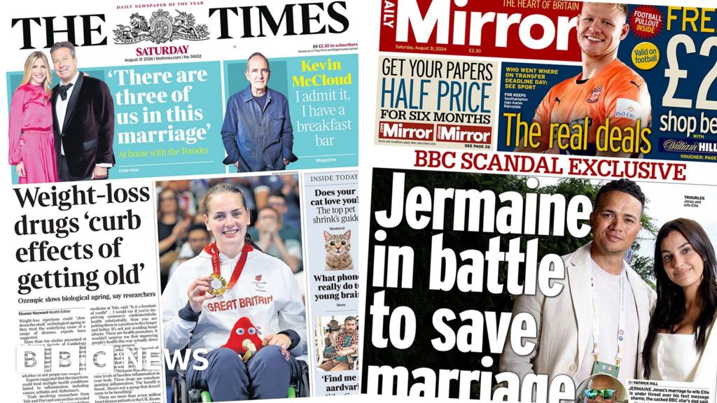 The Papers: Ozempic 'slows ageing' and Jenas 'battling to save marriage'