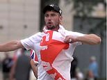 Thug draped in St George's flag who smashed trollies into police officers and girl, 13, who joined violence outside migrant hotel are among latest rioters convicted - as dozens more are hauled before courts today