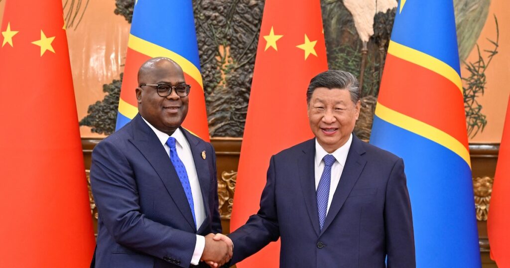 Xi Jinping rencontré, lundi 2 septembre, Félix Tshisekedi, son homologue de la République démocratique du Congo (RDC. La Chine est très présente en RDC, où elle souhaite exploiter les ressources naturelles, notamment le cuivre, l'or, le lithium et les terres rares.