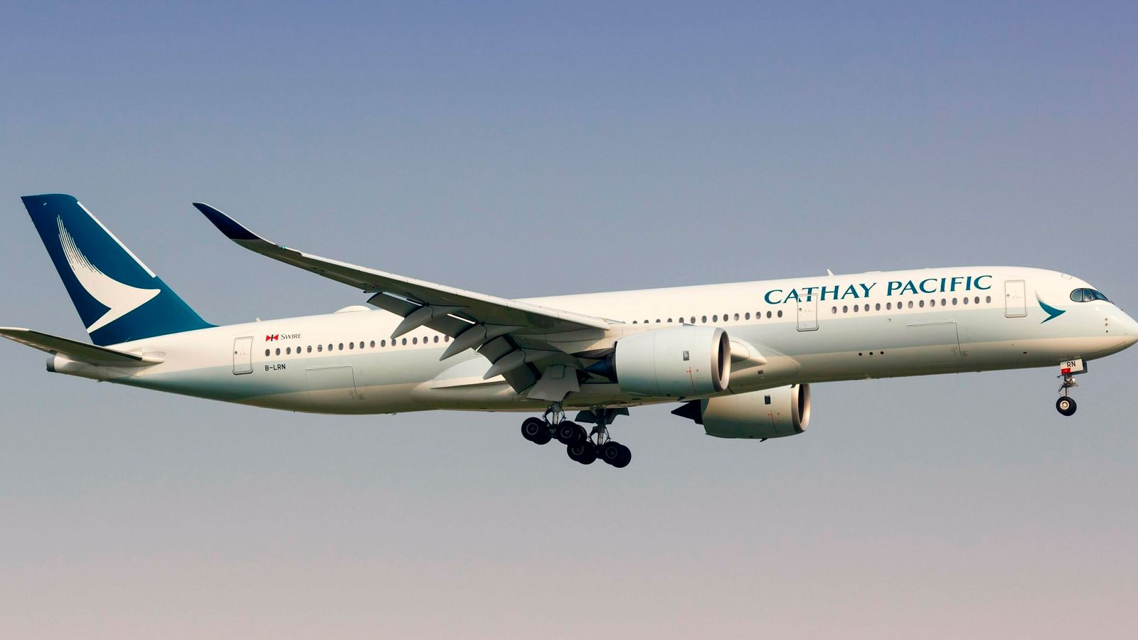 A Cathay Pacific Airbus A350 is shown. File pic