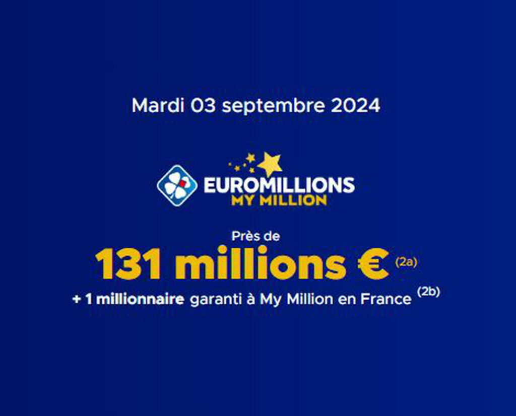 Résultat Euromillions (FDJ) : le tirage de ce mardi 3 septembre 2024, 131 millions d'euros en jeu