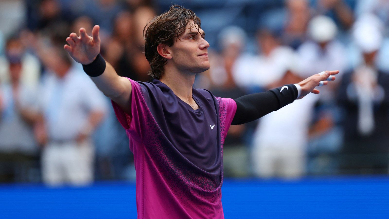 Jack Draper celebrating his quarter-final win at the US Open. Pic: Reuters