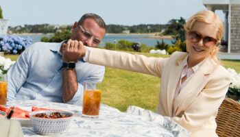 Nicole Kidman with co-star Liev Schreiber in The Perfect Couple. Pic: Netflix