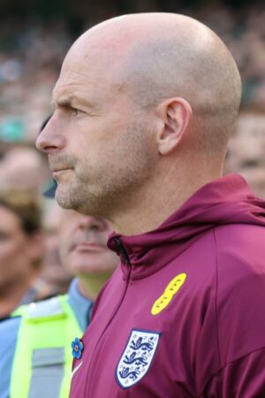 Lee Carsley during the Nations League match. Pic: PA