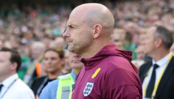 Lee Carsley during the Nations League match. Pic: PA