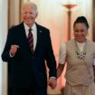 South Carolina's Dawn Staley holds Biden's hand at ceremony after appearing to take swipe at re-election bid