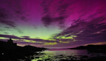 The aurora borealis spotted over The Bathing House in Howick, Northumberland in August. Pic: Pwen Humphreys/PA Wire