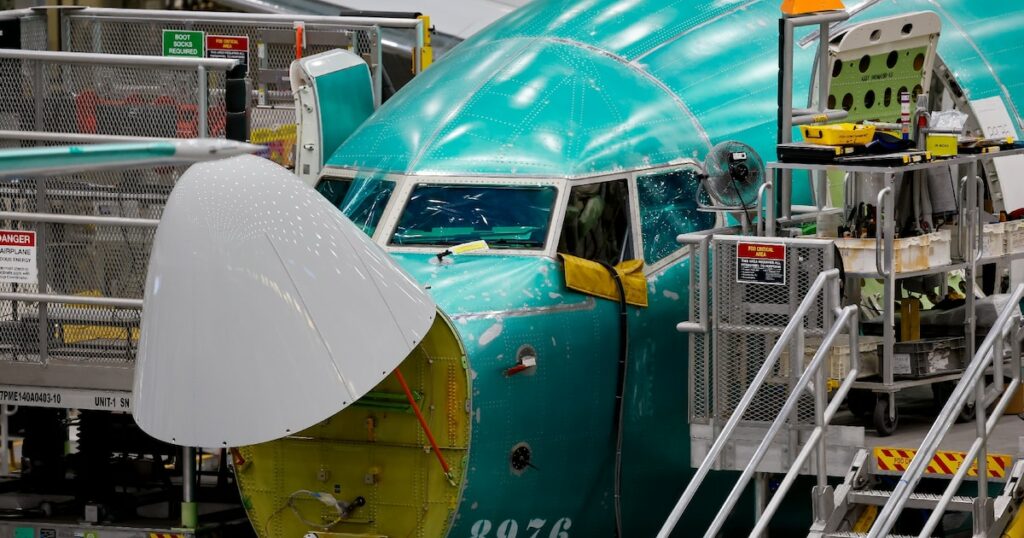 Un Boeing 737 MAX dans l'usine d'assemblage de Renton (Etat de Washington), le 25 juin 2024