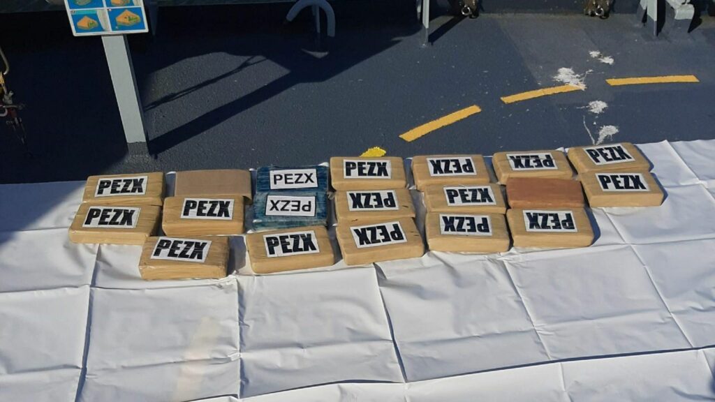 Approximately one tonne of cocaine was seized from the ship. Pic: PA