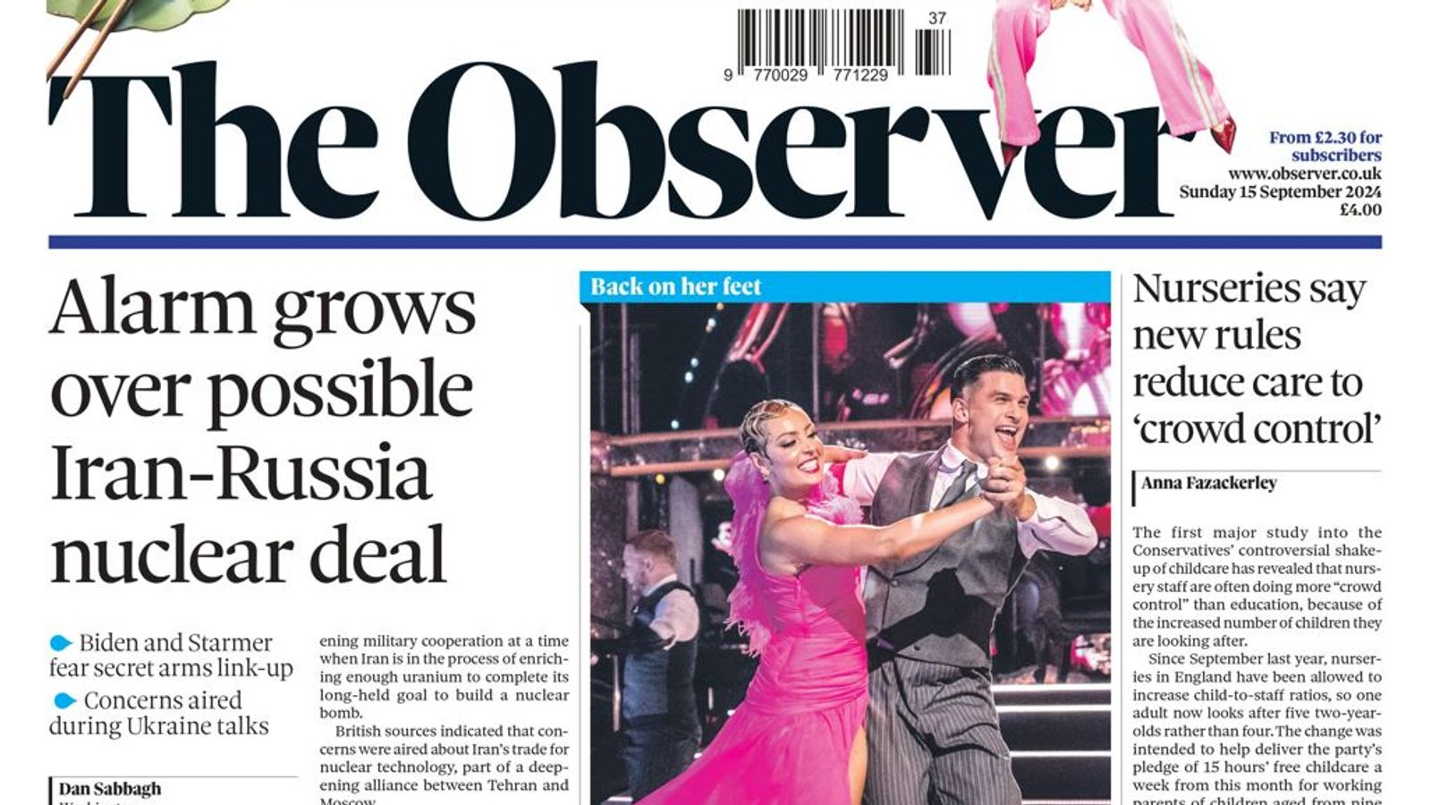 The Observer's latest front page