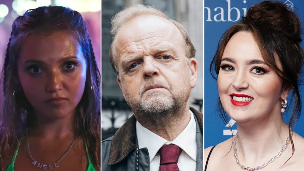 Mia McKenna-Bruce, Toby Jones, Fern Brady. Pics: Everett/Shutterstock/ITV/PA