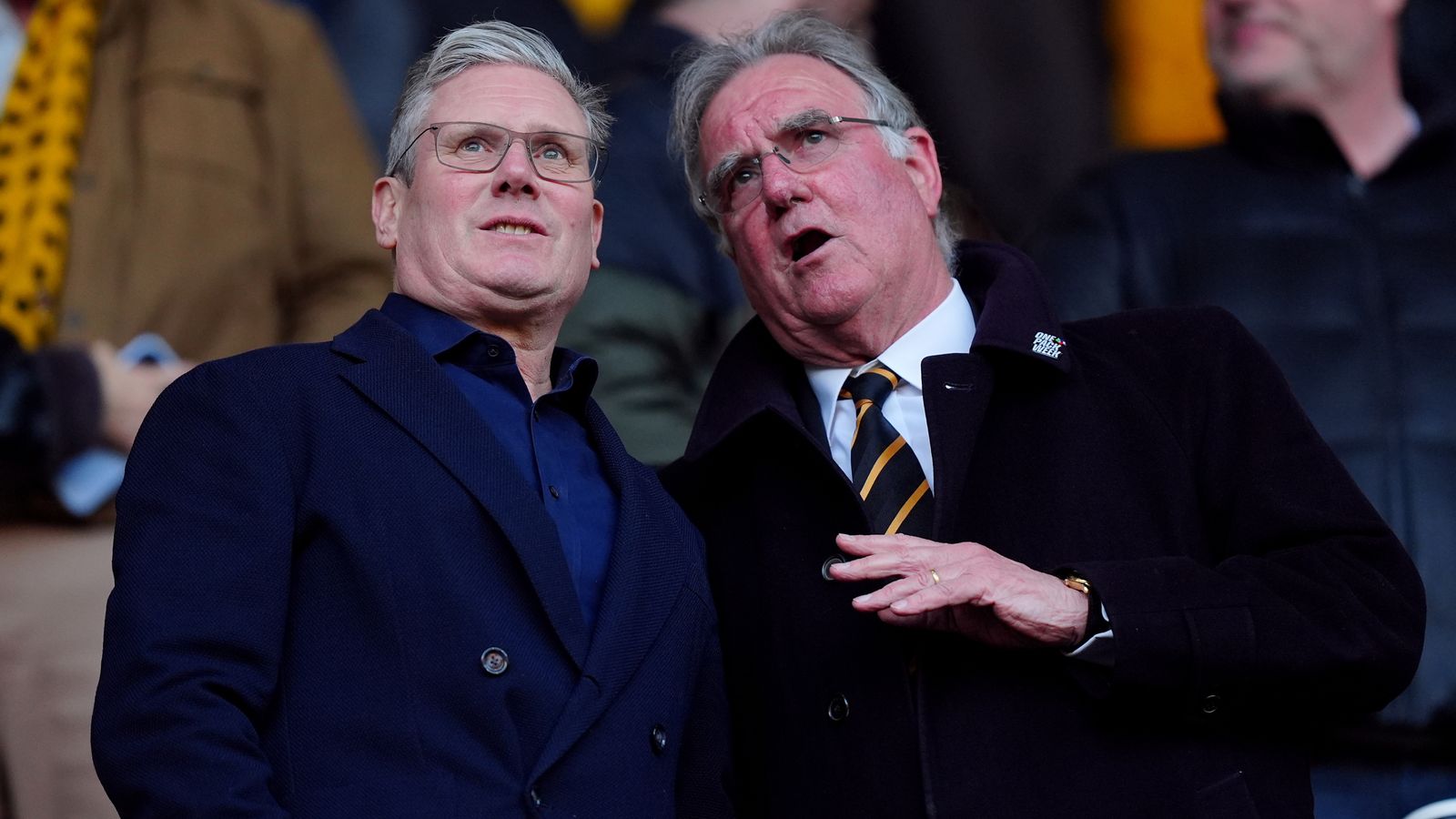 Sir Keir Starmer watches Arsenal take on Wolves at Molineux in April. Pic: PA