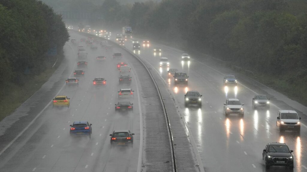 A repeat of Friday's gloomy scene on the M3 looks likely today. Pic: PA