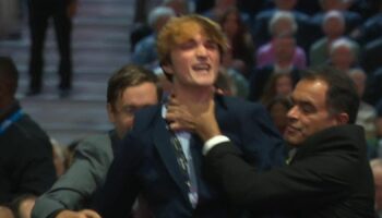 Protestor during Rachel Reeves speech