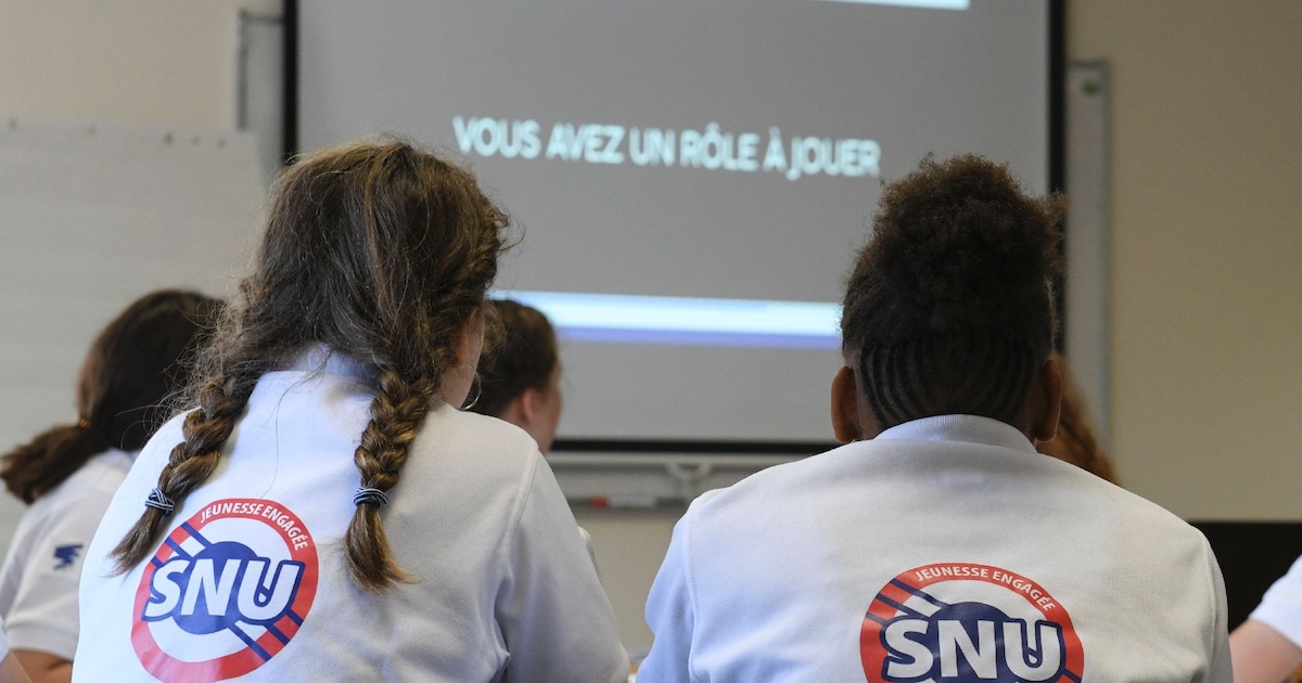 Des jeunes du Service national universel, sur la base aérienne 116 de Luxeuil-Saint Sauveur, dans le département de la Haute-Saône, le 24 juin 2019